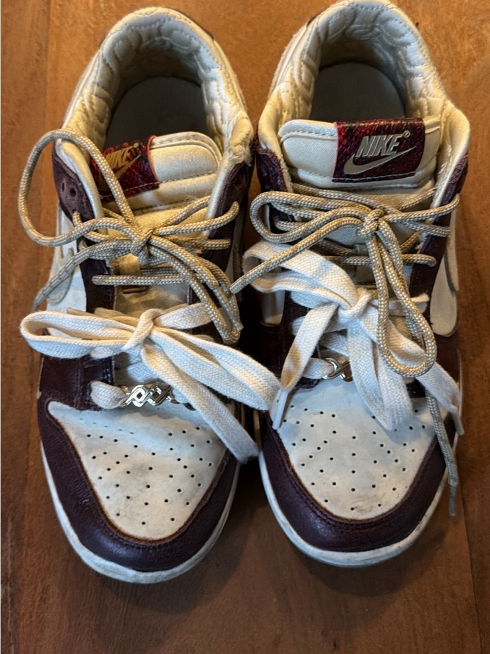 Nike Kids High-Top Sneakers in White and Burgundy